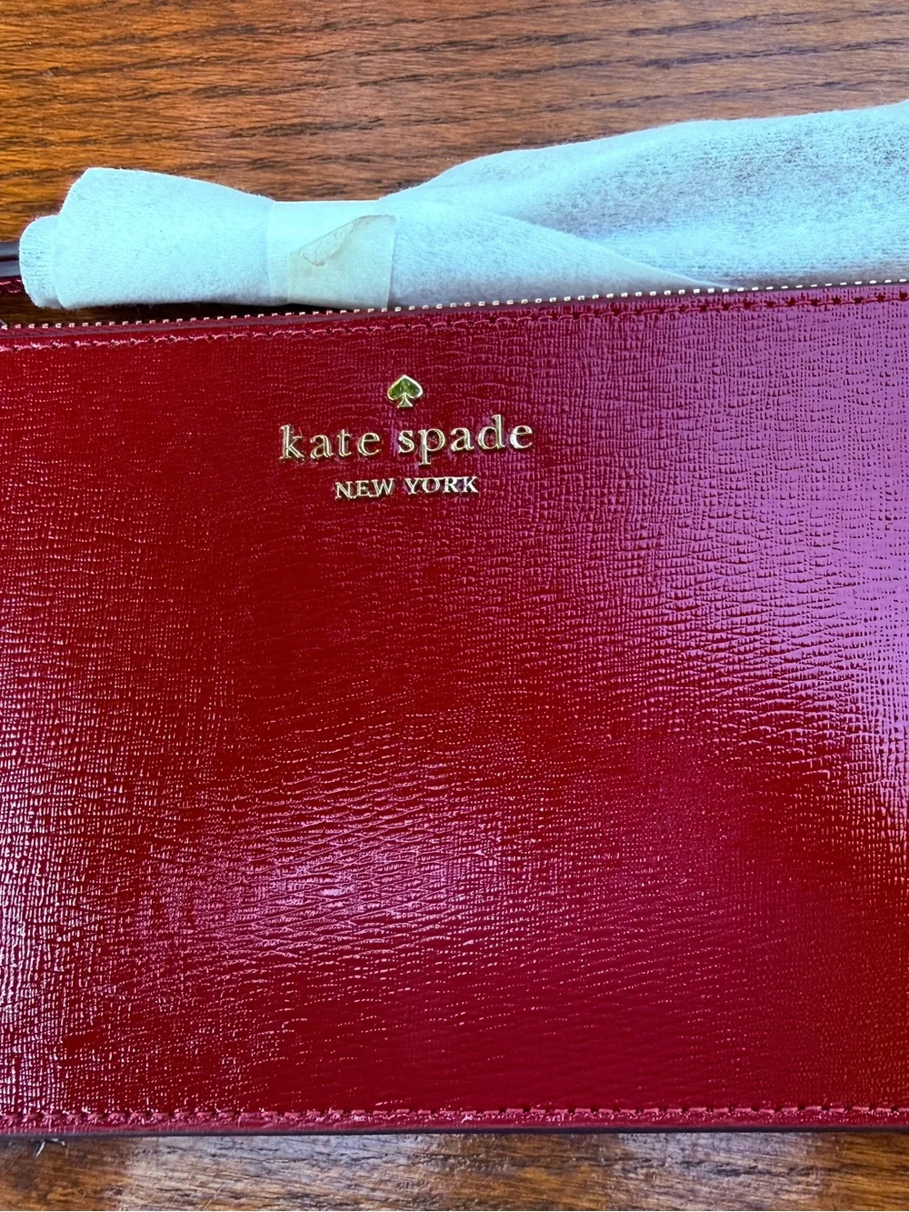 NWT Kate Spade Lucy L-Zip Wristlet Red Jam Patent Leather
